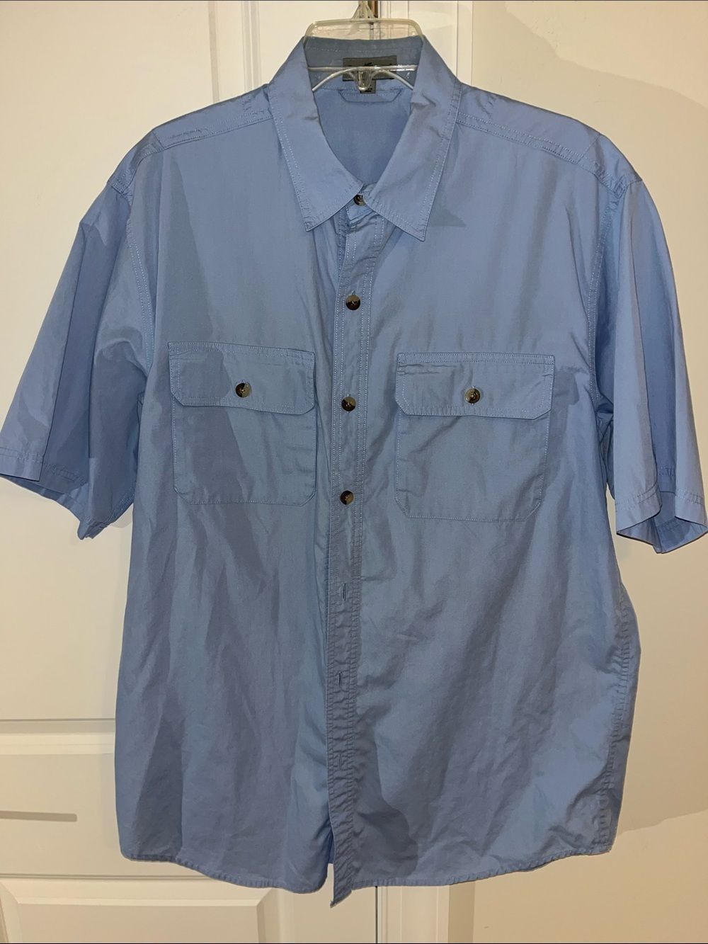 Poly/Cotton no iron Blue Travelsmith SS Passport Pocket Travel shirt LL Long